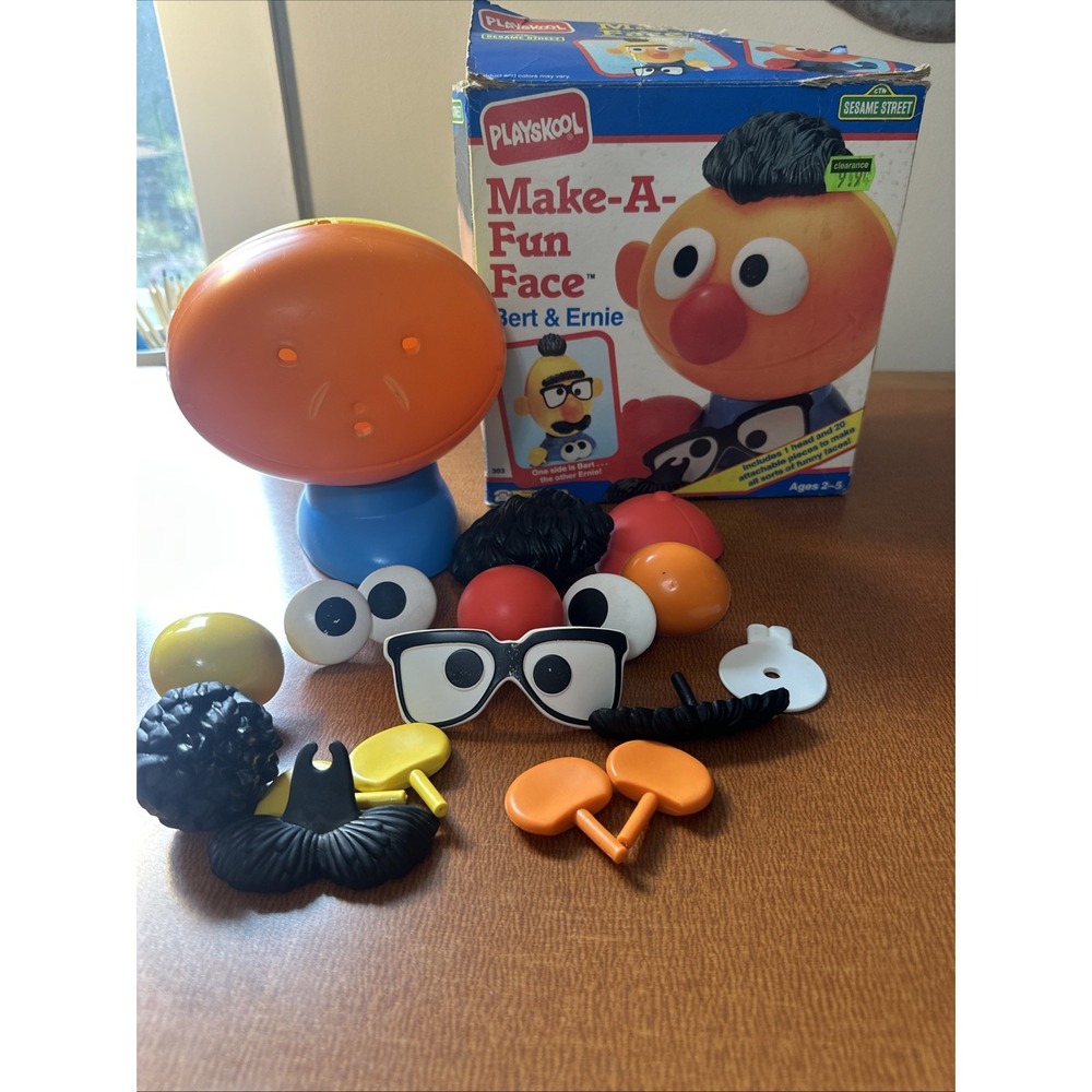 Vintage Playskool 1992‎ Sesame Street Make A Fun Face Bert Ernie Doll game